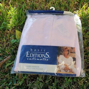 Basic Editions Pink Ladies Thermal Ankle Length Pants Size Large NWT